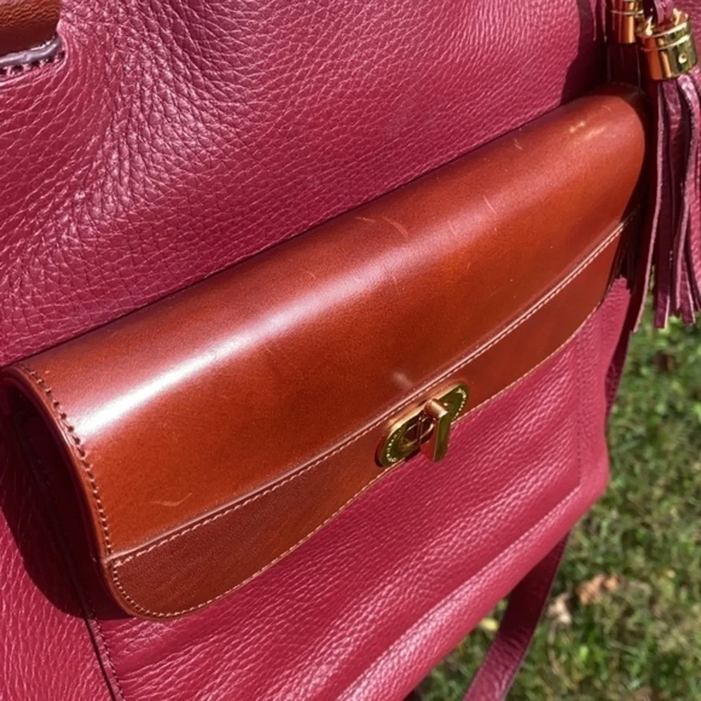 Isaac Mizrahi Pebble Leather Satchel Handbag bordeaux